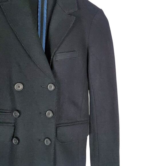 J CREW Boiled Wool Double Breasted Blazer Size 2 Black Surgeons Cuffs Womens - Picture 5 of 15